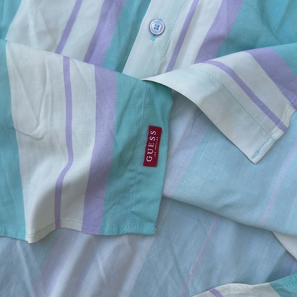 New GUESS Color Block Stripe Button Down Mens Shirt SZ XXL - Picture 4 of 7